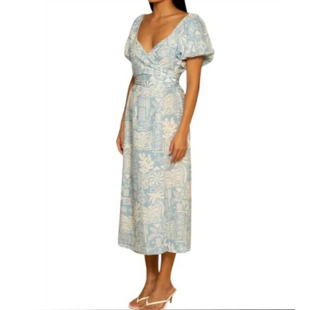 SHORE winnie‎ wrap midi dress in caribbean